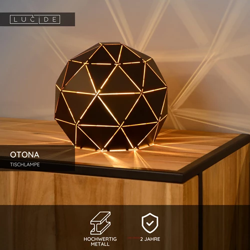 Lucide OTONA - Tischlampe - Ø 25 cm - 1xE27 - Schwarz - USP